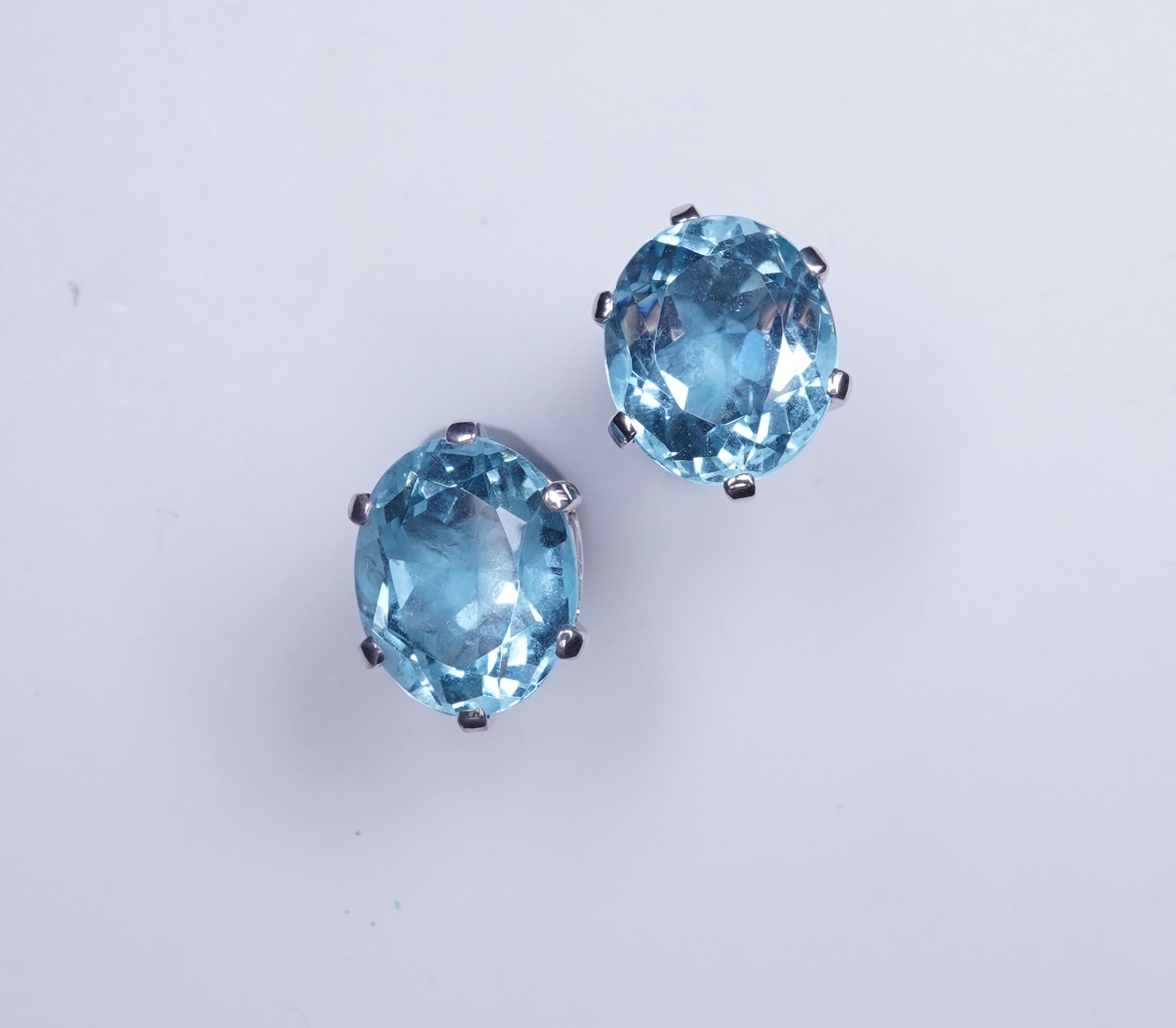 A pair of aquamarine stud earrings